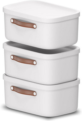 Storage Box 12LRotho Maloja Plastic Storage Bin With LidWhite (Pack Of 3) from B&Q
