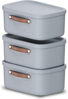 Storage Box 12LRotho Maloja Plastic Storage Bin With LidLight Blue (3 Pack) from B&Q