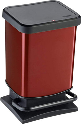 B&Q - Paso Trash Can 20L With Lid And PedalRotho Plastic Waste BinRed Metallic