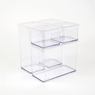 B&Q - Storage Jars With Lids  Loft Set Of 5 Various Size Boxes Food-Grade Plastic