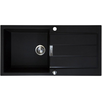 B&Q -  Sirius S2D611Cb 1.0 Bowl Tectonite Carbon Black Reversible Kitchen Sink