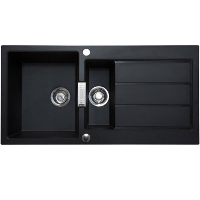 B&Q -  Sirius S2D651Cb 1.5 Bowl Tectonite Reversible Carbon Black Kitchen Sink