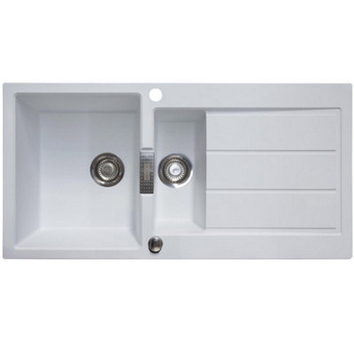B&Q -  Sirius S2D651Pw 1.5 Bowl Tectonite Reversible Polar White Kitchen Sink
