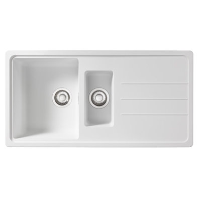 Franke Junos Jsd651-97Pw 1.5 Bowl Tectonite Reversible Inset Kitchen Sink White