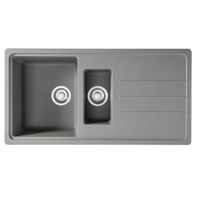 Franke Junos Jsd651-97Ug 1.5 Bowl Tectonite Reversible Inset Kitchen Sink Grey