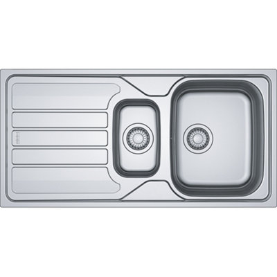 B&Q -  Flash Steel Stainless Steel 1.5 Bowl Kitchen Sink 500mm X 1000mm