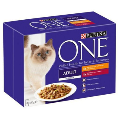 Purina One Adt Mini Fillets In Gravy Chicken & Beef 8X85g (Pack Of 5) Green