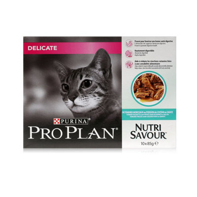 Pro Plan Purina Nutrisavour Delicate Adult Ocean Fish In Gravy - 10 X 85G Pouches