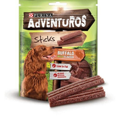 B&Q Adventuros Sticks Dog Treats Buffalo Flavour (Pack Of 6) 120G
