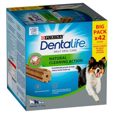 Purina Dentalife Dental Chews Big Pack Medium Dog 42 Sticks (14X69G) (Pack Of 2) from B&Q
