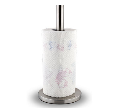 Homiu Stainless Steel Kitchen Roll Holder Countertop Paper Towel Dispenser With Weighted BaseBrushed Metallic FinishDurable