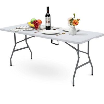 Crystals 5Ft Folding Table Trestle Camping Party Picnic Bbq Stall Garden Indoor Outdoor