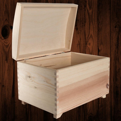 Woodeedoo Large Wooden Storage Chest With Domed Hinged Lid Pine Treasure Box Keepsake Organiser Memory Toy Craft 35 X 25 X 25 Cm from B&Q
