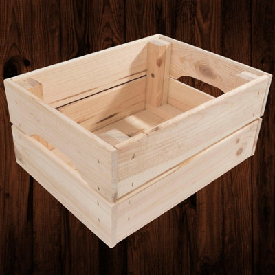 Woodeedoo Small Strong Stackable Wooden Crate Solid Pine Apple Box Hamper Crafts Tray Decorative Storage Organiser 31X23X15Cm from B&Q