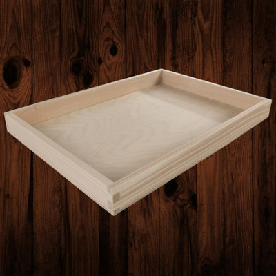 Woodeedoo Medium Rectangular Wooden Serving Tray Shallow Display Box Pine Storage Organiser Keys Jewellery Home Décor 35X25X3 Cm from B&Q