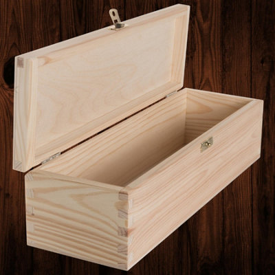 Woodeedoo Oblong Wooden Keepsake Box With Hinged Lid And Clasp For Craft Supplies Keepsakes Gift Storage Display 33 X 10 X 9 Cm