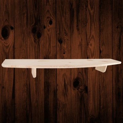 Woodeedoo Wooden Shelf With Brackets Wall Mounted Floating Hanging Photo Decorative Display Rack Unfinished Pine 90 X 18 X 1.5 Cm from B&Q