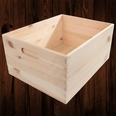 Woodeedoo Large Deep Wooden Storage Crate With Handles For Garage Cupboard Pantry Shelf Workshop Organisation 37 X 28 X 17.5 Cm from B&Q