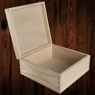 Woodeedoo Small Square Wooden Box With Hinged Lid For Keepsakes Crafts Trinkets Jewellery Pyrography Engraving Diy 15 X 15 X 7 Cm from B&Q