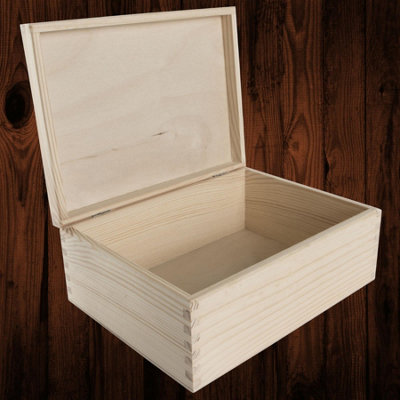 B&Q -  Medium Rectangular Wooden Box With Lid For Keepsakes Gifts Crafts Decoupage Pyrography Diy Engraving 22 X 16.5 X 9 Cm