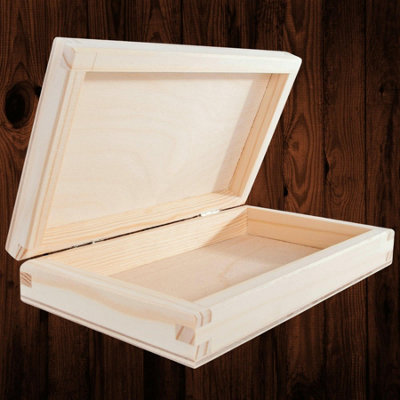 B&Q -  Small Shallow Wooden Storage Box With Removable Lid For Jewellery Gifts Craft Or Display Use 17.5 X 10 X 3.5 Cm - Image 3