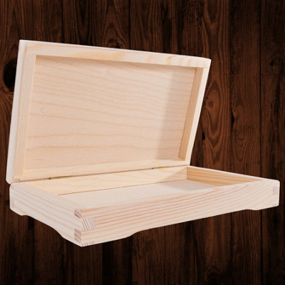 WooDeeDoo Unfinished Decorative Wooden Trinket Box – 20 x 11.5 x 3.5 cm – Plain Rectangular Pine Storage Lidded Case for Craft Projects Decoupage Small Wrapped Candles Jewellery Keepsakes Gifts DIY - Image 3