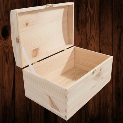 Woodeedoo Medium Pine Wood Keepsake Box Photos Craft Gift Decorative Wooden Storage Chest Hinged Lid Clasp 29 X 19 X 14.5 Cm from B&Q