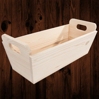 Woodeedoo Unfinished Wooden Herb Planter Box With Cut-Out Handles For Kitchen Windowsill Indoor Decorative Use Diy 35X14.5X13Cm from B&Q