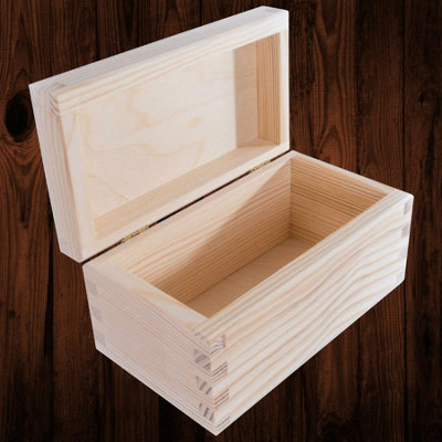 Woodeedoo Small Rectangular Wooden Box With Hinged Lid Unpainted Pine Craft Storage For Trinkets Jewellery Keepsakes 16 X 9 X 8 Cm from B&Q