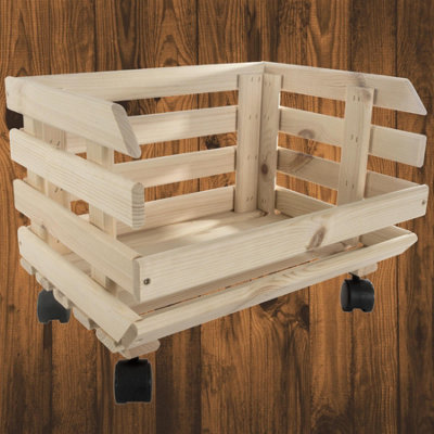 Woodeedoo Wooden Multi-Purpose Unpainted Storage Crate With Wheels Solid Pine Mobile Storage Box For Home Office 39.5X29.5X29.5Cm from B&Q