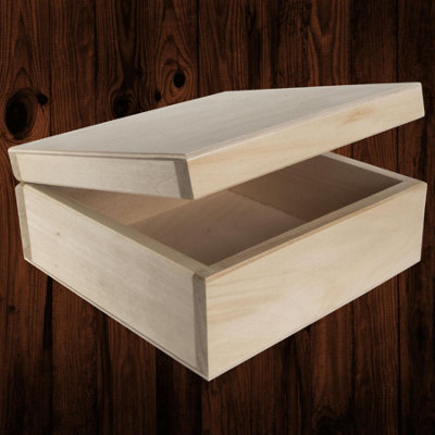Woodeedoo Unfinished Wooden Square Keepsake Craft Storage Box For Gifts Memories Diy Decoration Personalised Projects 16X16X7Cm from B&Q