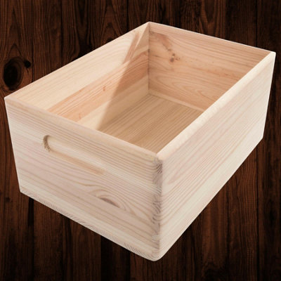 Woodeedoo Medium Open Top Wooden Storage Crate With Rounded Corners For Shelf Pantry Craft Diy Decoration 29 X 21 X 13.5 Cm from B&Q