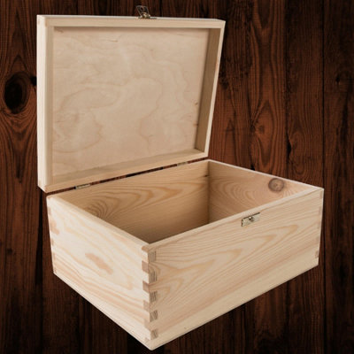 Woodeedoo Wooden Storage Box With Lid And Clasp For Gifts Crafts Memory Keepsakes Pyrography Engraving Chest 28 X 21 X 13 Cm from B&Q