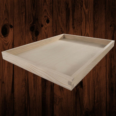 Woodeedoo Large Rectangular Wooden Serving Tray Shallow Display Box Pine Storage Organiser Keys Jewellery Home Décor 40X30X3 Cm from B&Q