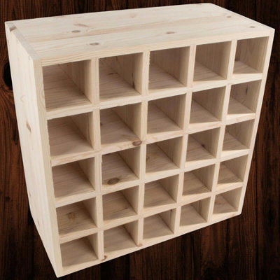 Woodeedoo Square Solid Pine Wooden Wine Rack 25 Bottle Floor Standing Cube Storage Unfinished Decorative Wood 52 X 52 X 25 Cm from B&Q