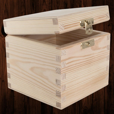 Woodeedoo Square Wooden Keepsake Box With Clasp Hinged Lid Plain Pine Cube Diy Personalised Gift Storage Craft 11 X 11 X 10.5 Cm from B&Q
