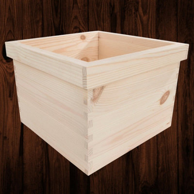 Woodeedoo Unfinished Wooden Square Herb Planter Box With Decorative Rim For Indoor Decorative Use Or Diy 26X26X18Cm from B&Q