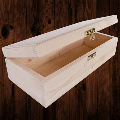 Woodeedoo Pine Storage Box With Hinged Lid And Clasp For Jewellery Crafts Keepsakes Small Gifts Unfinished Wood 24 X 10.5 X 7 Cm from B&Q