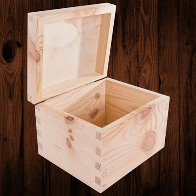 Woodeedoo Small Rectangular Wooden Storage Box Unpainted Pine For Crafts Jewellery Keepsakes Gifts Engraving 14 X 12 X 10.5 Cm from B&Q
