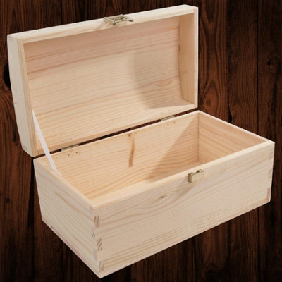 Woodeedoo Small Plain Pine Wooden Treasure Chest Memory Keepsake Jewellery Craft Storage Box With Clasp And Ribbon 23 X 13 X 12 Cm from B&Q