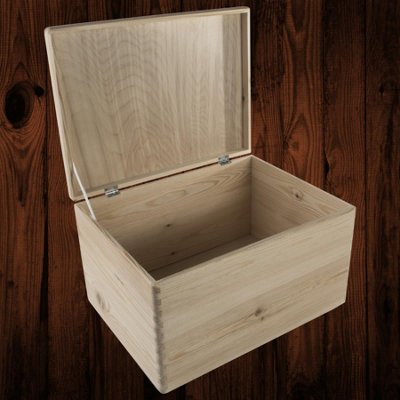 Woodeedoo Large Deep Rectangular Wooden Box With Hinged Lid For Crafts Keepsakes Gifts Home Office Organisation 40 X 30 X 23 Cm from B&Q