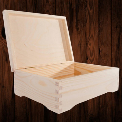 Woodeedoo Rectangular Wooden Storage Box With Lid Decorative Pine Keepsake Craft Display Jewellery Organiser 24 X 17.5 X 8 Cm from B&Q