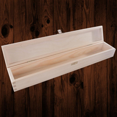 Long Wooden Box with Lid and Metal Clasp 47x8x6cm/ Plain Pine Candle Storage - Image 4