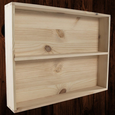 Woodeedoo Unfinished Pine 2 Tier Wooden Spice Rack Wall Mounted Shallow Display Shelf For Kitchen Or Craft 36 X 5 X 27 Cm from B&Q