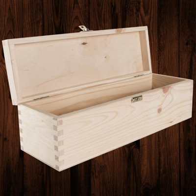 Woodeedoo Rectangular Wooden Storage Box With Hinged Lid And Clasp For Craft Paintbrushes Keepsakes Gift Use 36 X 11 X 10.5 Cm from B&Q