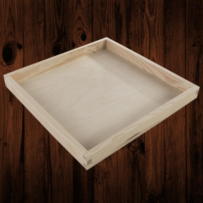 Woodeedoo Large Square Wooden Serving Tray Shallow Display Box Unfinished Pine Storage Organiser Home Desk Countertop 30X30X3 Cm from B&Q