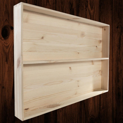 Woodeedoo 2 Tier Large Wooden Spice Rack Wall Mounted Display Shelf Unfinished Pine For Kitchen Or Craft Use 55 X 5 X 37 Cm from B&Q