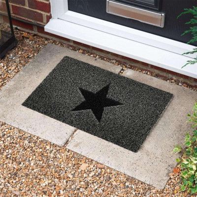 B&Q -  Charcoal & Black Embossed Star Doormat60X40Cm
