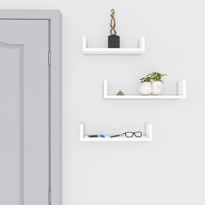 Songmics Set Of 3 Wall Shelves White Floating Storage Shelving System from B&Q