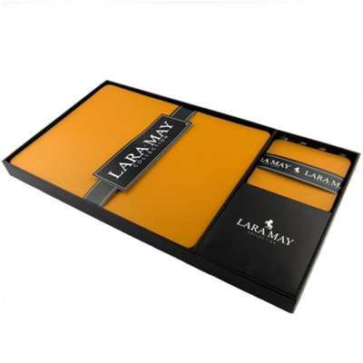 Lara May Unisex Yellow Leather 6 Piece Placemats & 6 Piece Coasters - Mustard - Image 4